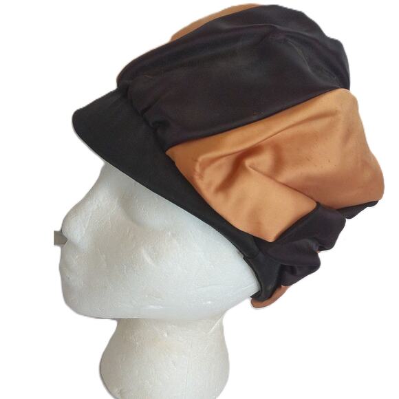 Vintage Satin Swirl Mod Turban Style Hat Cap Rhinestone Detail - Picture 3 of 15